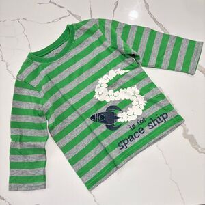 CIRCO | Boys Striped Long-Sleeve Green Grey Space T SHIRT Toddler 3T